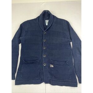 G-Star Renej Shawl Cardigan Knit Pullover Men XL Blue Buttons Collar